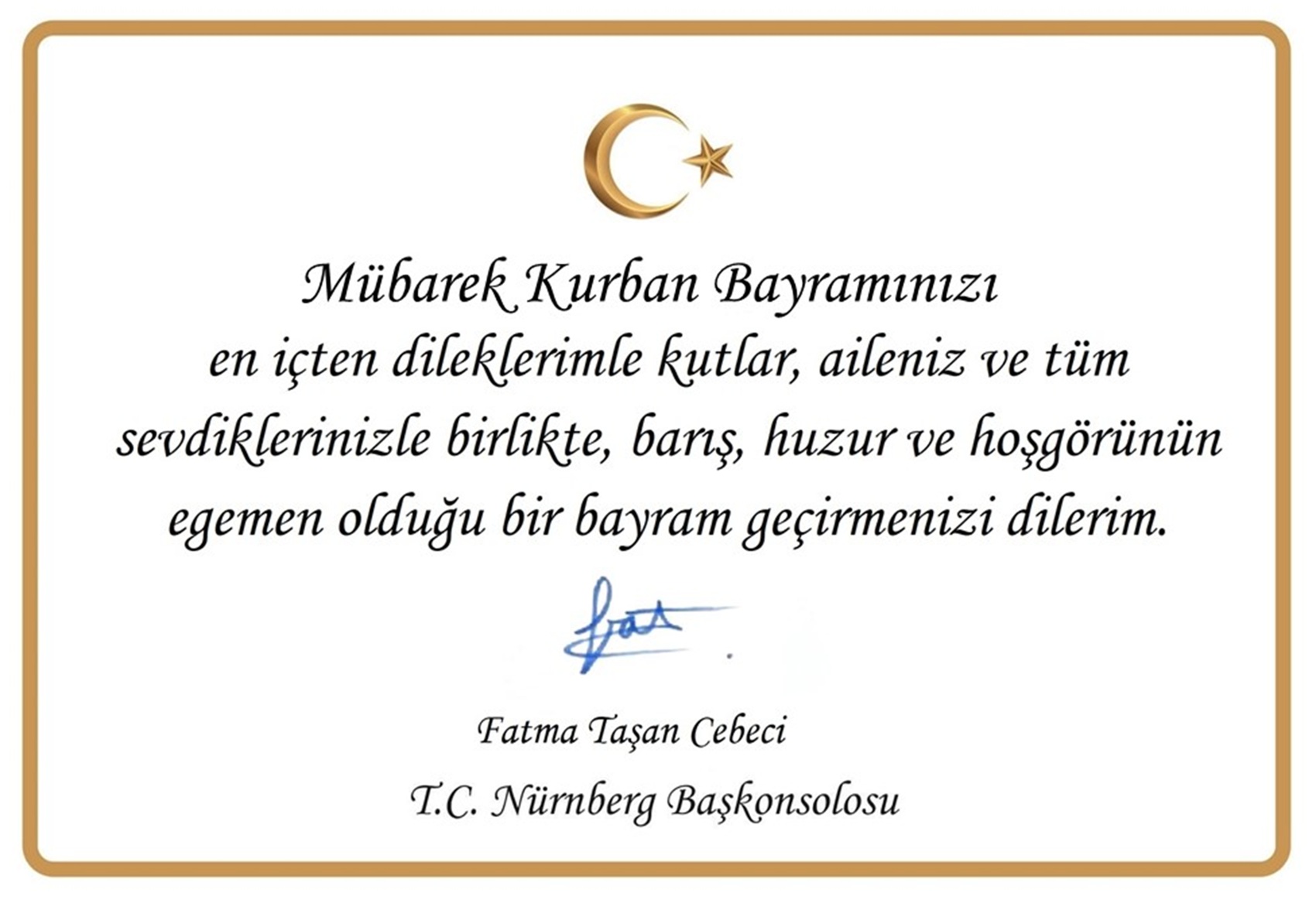Kurban Bayramı Tebriği